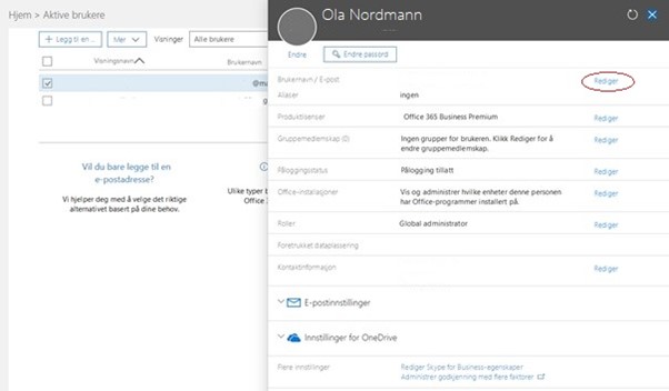 Hvordan endrer jeg e-posten fra @onmicrosoft.com? 1 Endre eposten fra onmicrosoft.com