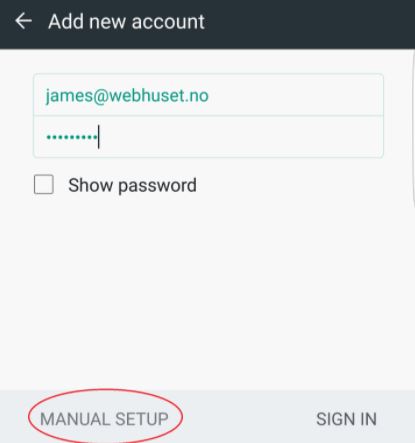 Sette opp epost på android