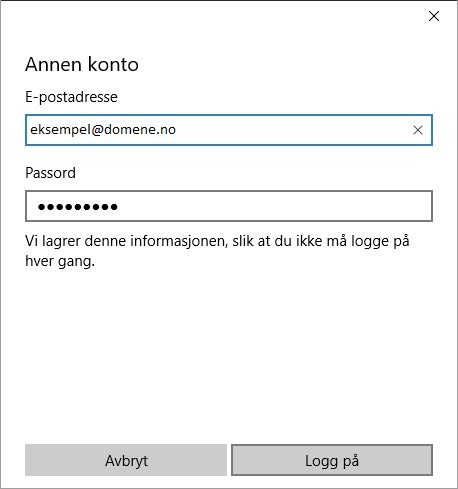 Oppsett av epostkonto i Windows 10 4 Velg annen konto