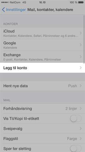 Hvordan sette opp iOS synkronisering via ActiveSync? 3 Legg til konto her