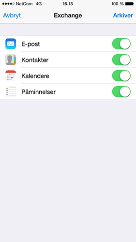 Hvordan sette opp iOS synkronisering via ActiveSync? 7 Kontoen er nå satt opp