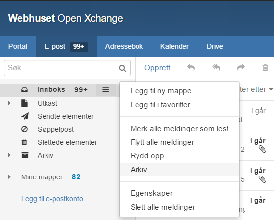 Automatisk opprydning av innboksen