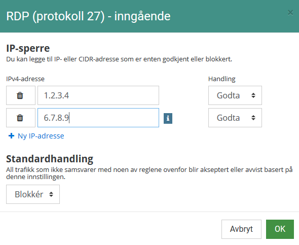 RDP (protokoll 27) inngående