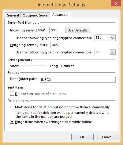Internet E-mail Settings
