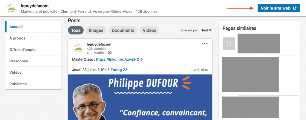 page entreprise linkedin le puy de la com