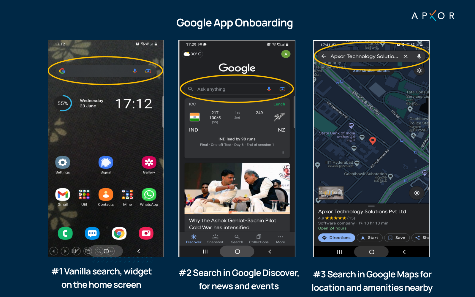 Google app onboarding flow image by Apxor