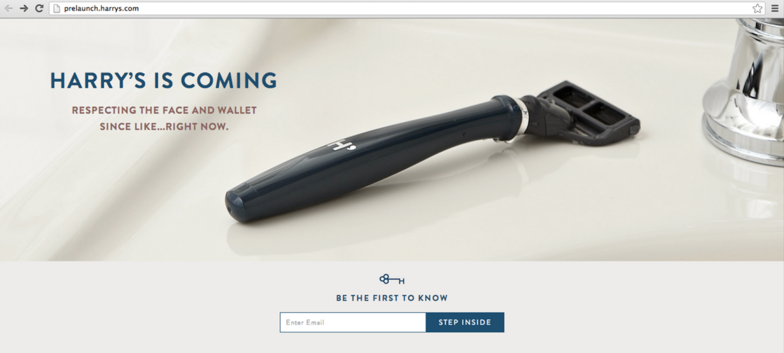 A screenshot of Harry's prelaunch referral webpage.