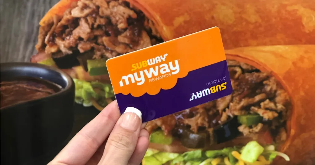 Subway MyWay™ Rewards shopping card.