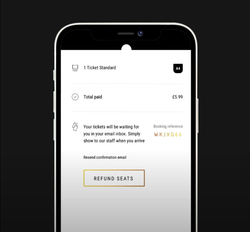 Refunding tickets on the mobile app as part of the Vue Membership program.