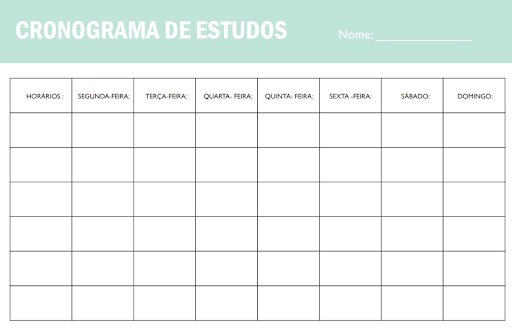 Tabela de Estudos Semanal