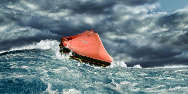 life raft in a storm