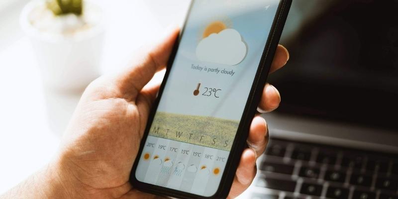 weather viewed on a mobile phone