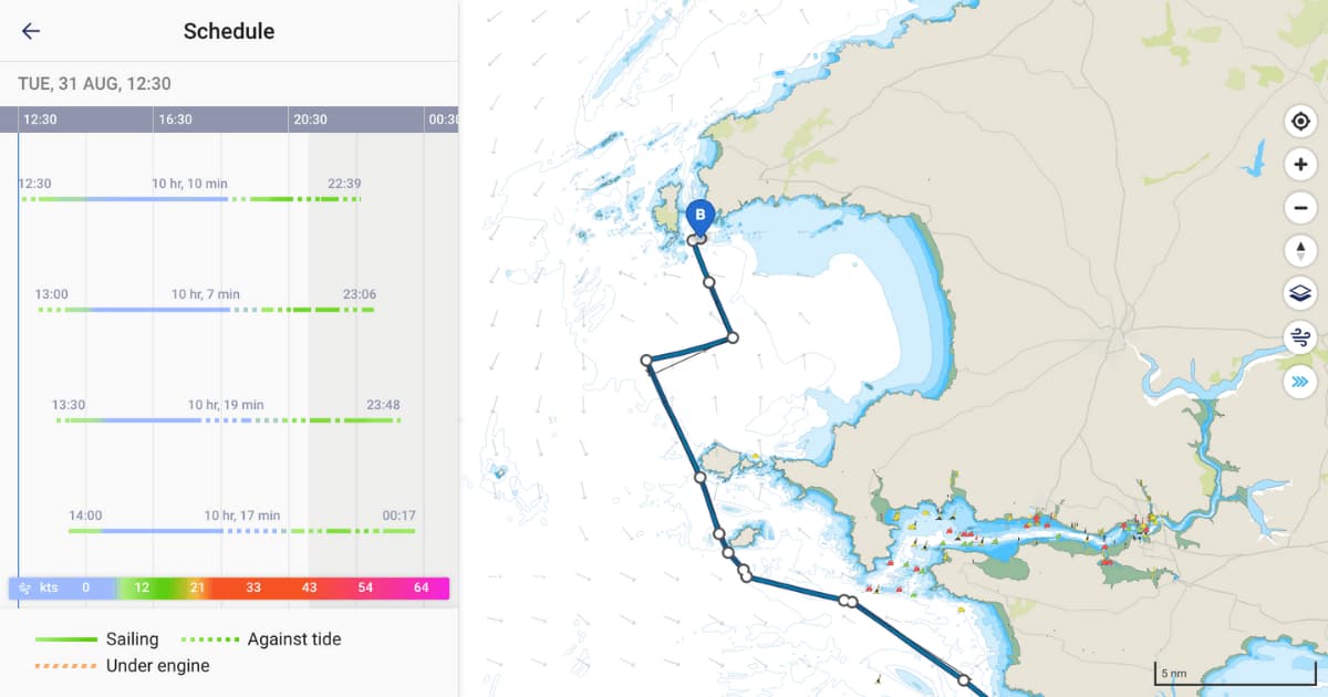 Departure Schedule Function - Google Maps for Boats - savvy navvy