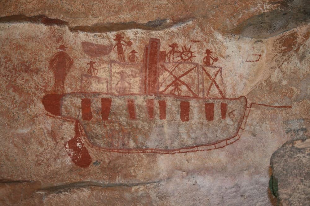 cave painting - sailing boat