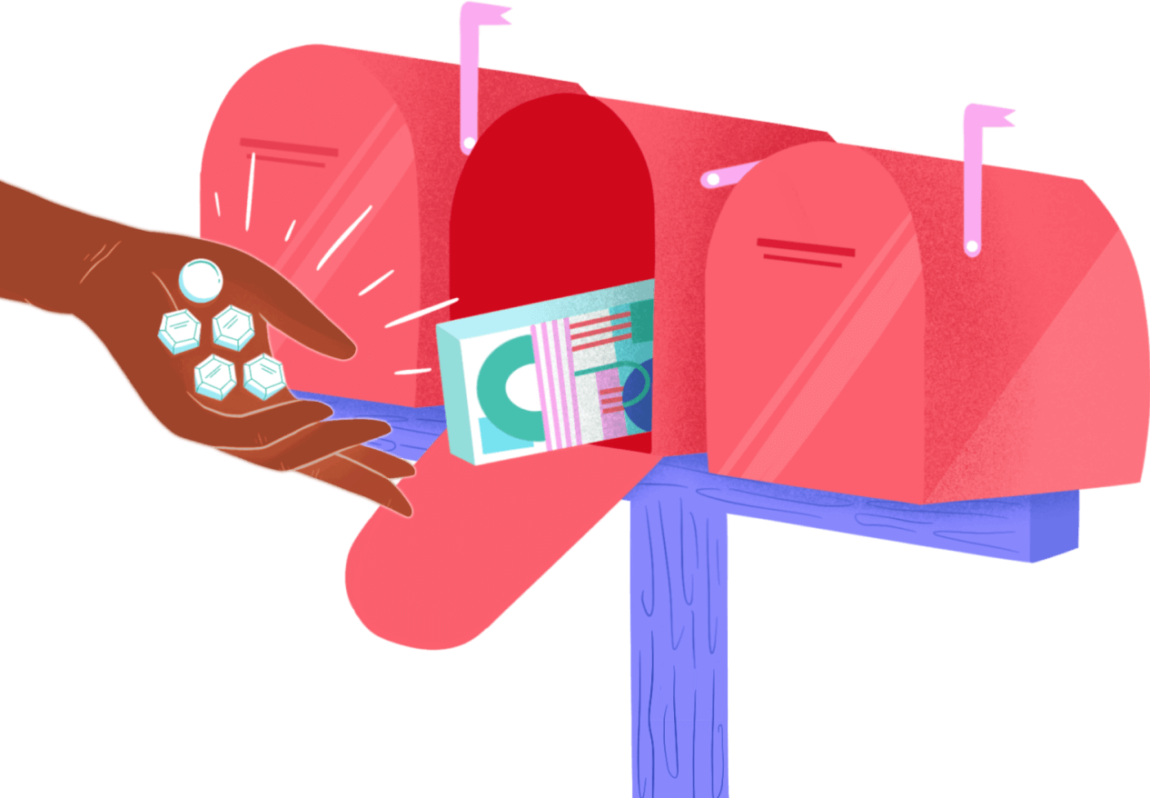 hand putting pills into mailbox