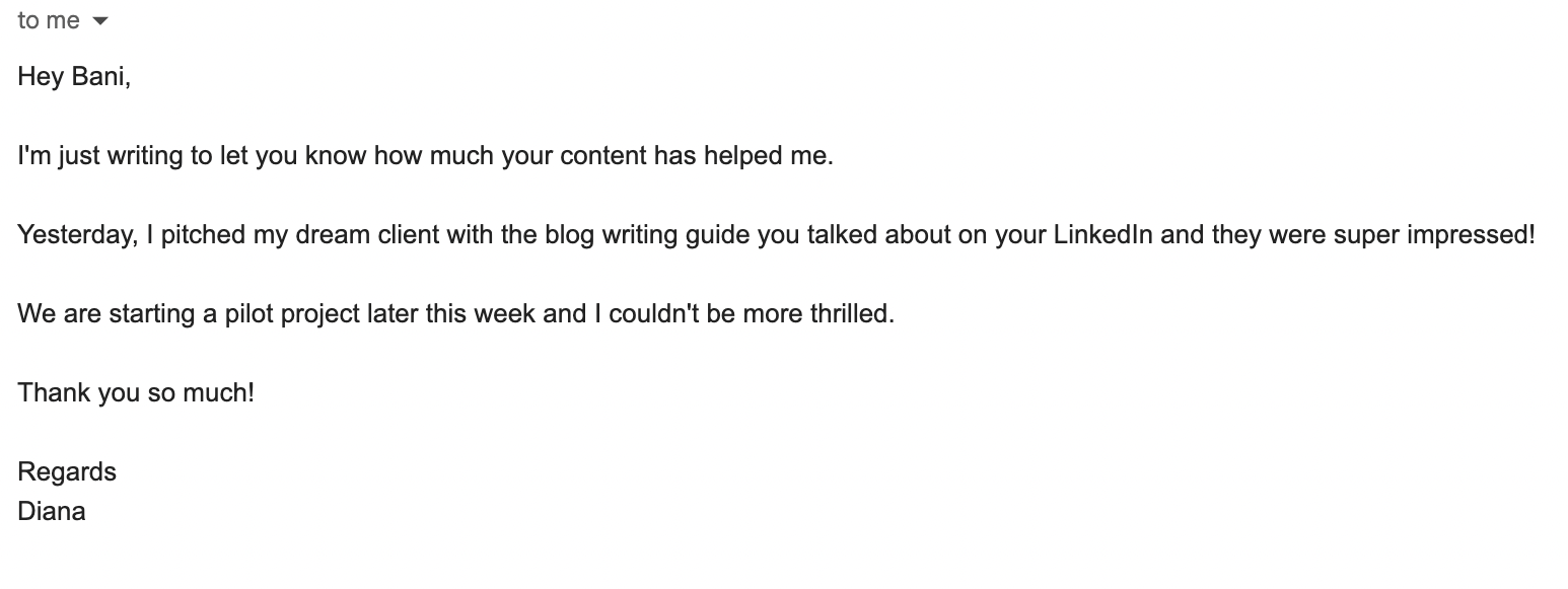 I’m working with a dream client, all because of you!