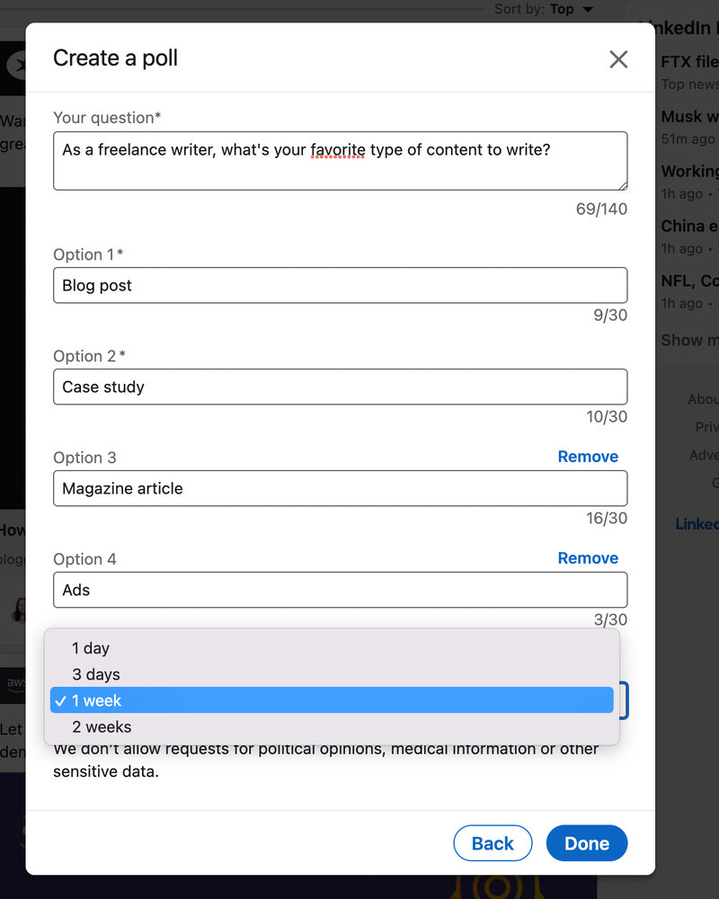 Create a poll