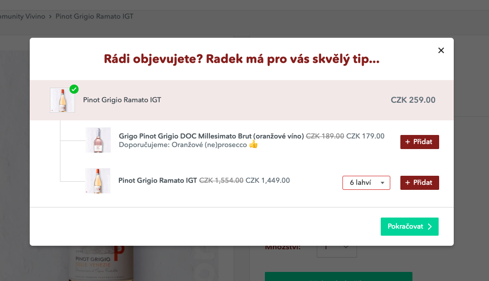 Cross-sell a Upsell priklad