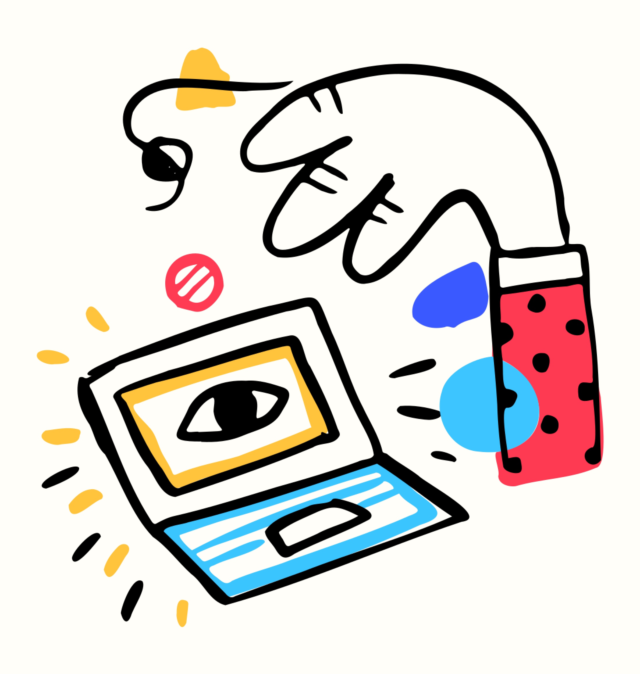 Illustration of hand hovering over computer