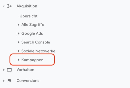 Google analytics kampagnenauswahl