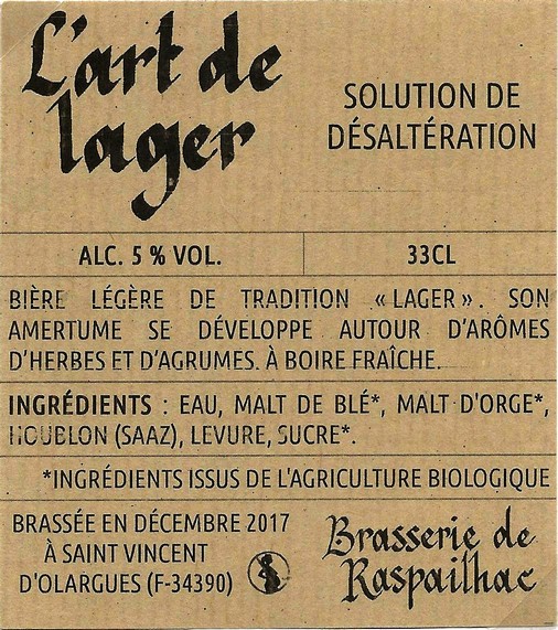 Brasserie de Raspailhac — brasserie artisanale à SAINT-VINCENT-D'OLARGUES