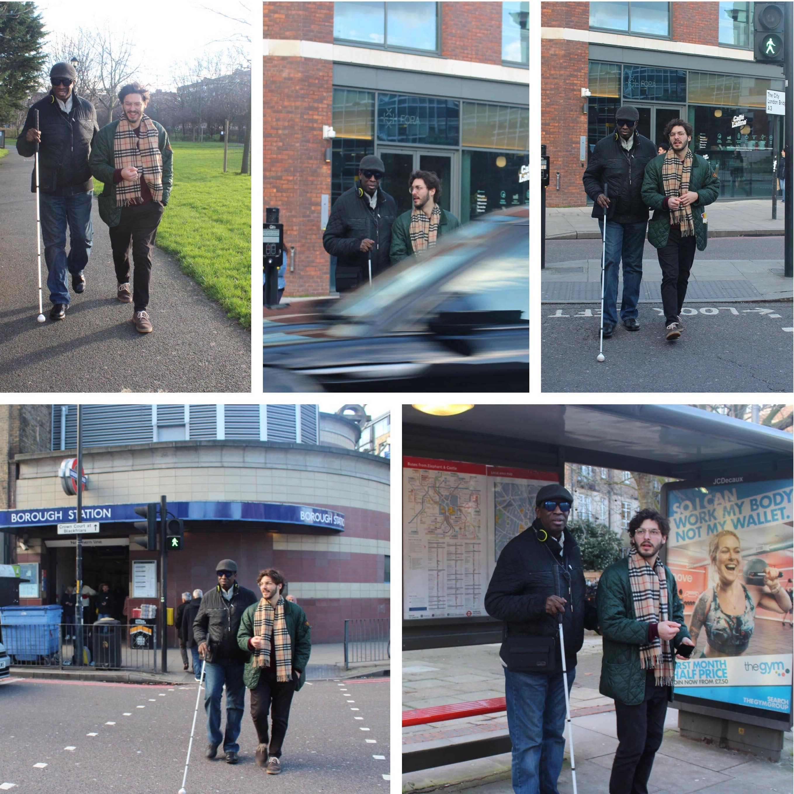 collage of photos from volunteer's and visually impaired person journey