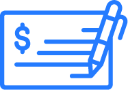 Blue and white checkbook