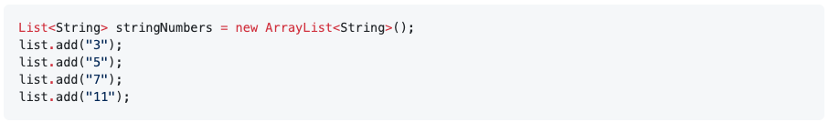 how we create a list of string in Java