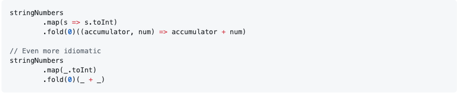 How to compute the sum by using the high-order function fold in Scala
