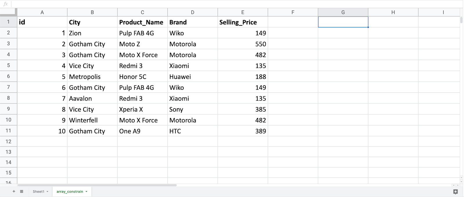 function ARRAY_CONSTRAIN dataset