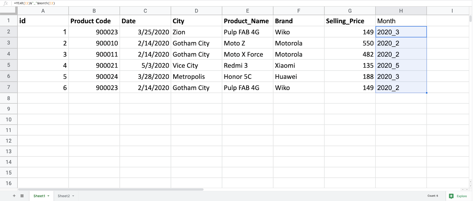 Add calculated columns to a data set, step 2