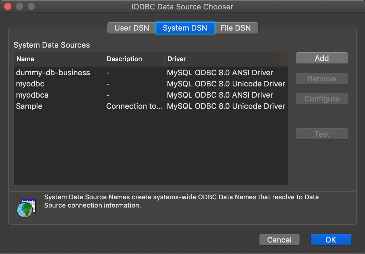 data sources system DSN