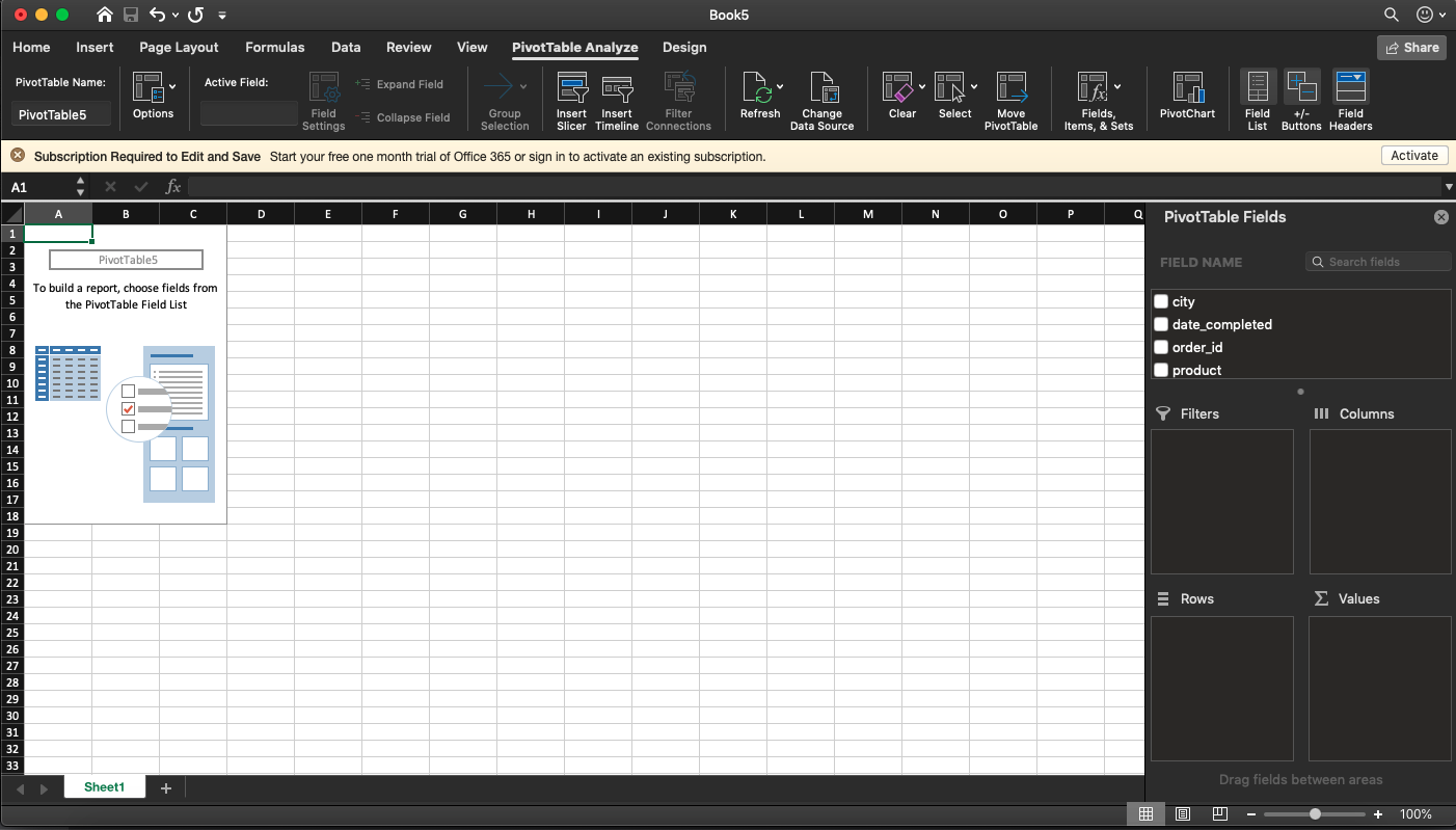 Pivot Table Fields screenshot