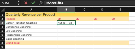 GETPIVOTDATA Function formulas