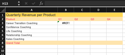 GETPIVOTDATA function #REF! error value screenshot