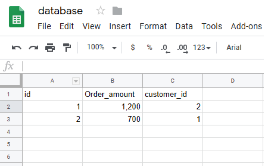 what is a relational database orders screenshot