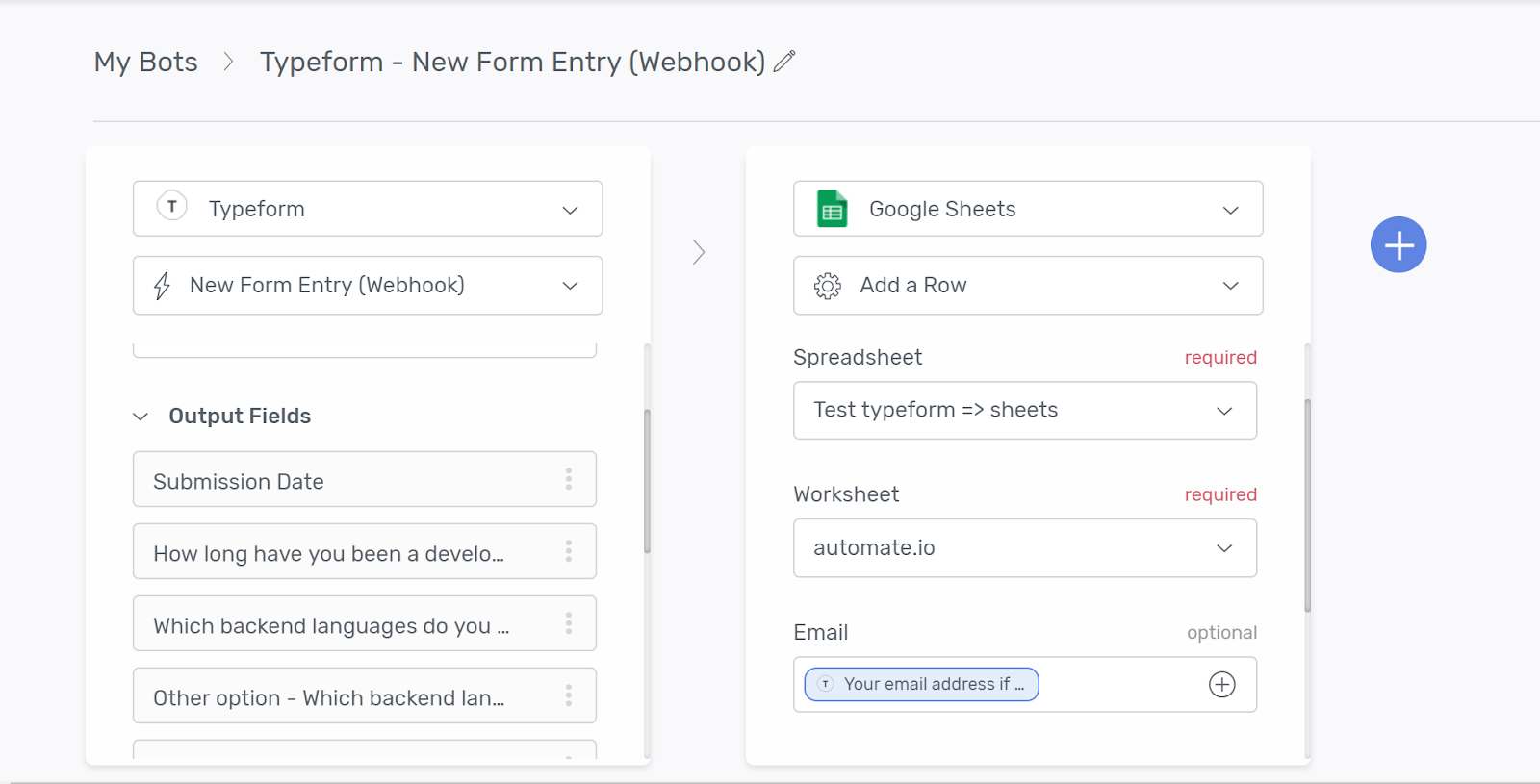 Automate workflow screenshot