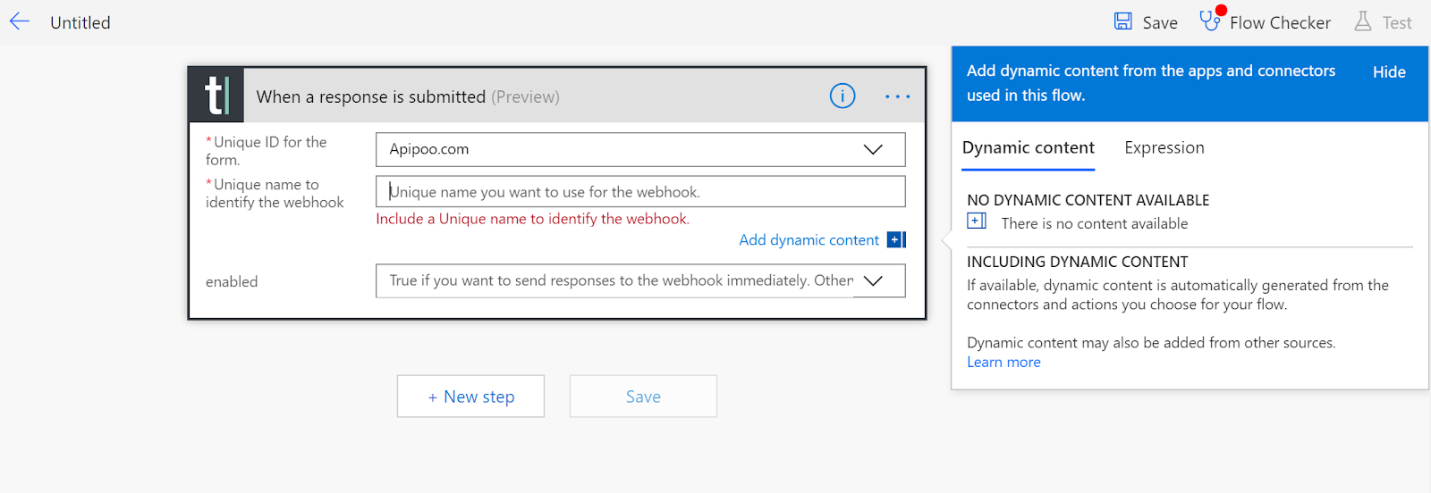 Microsoft Flow typeform screenshot