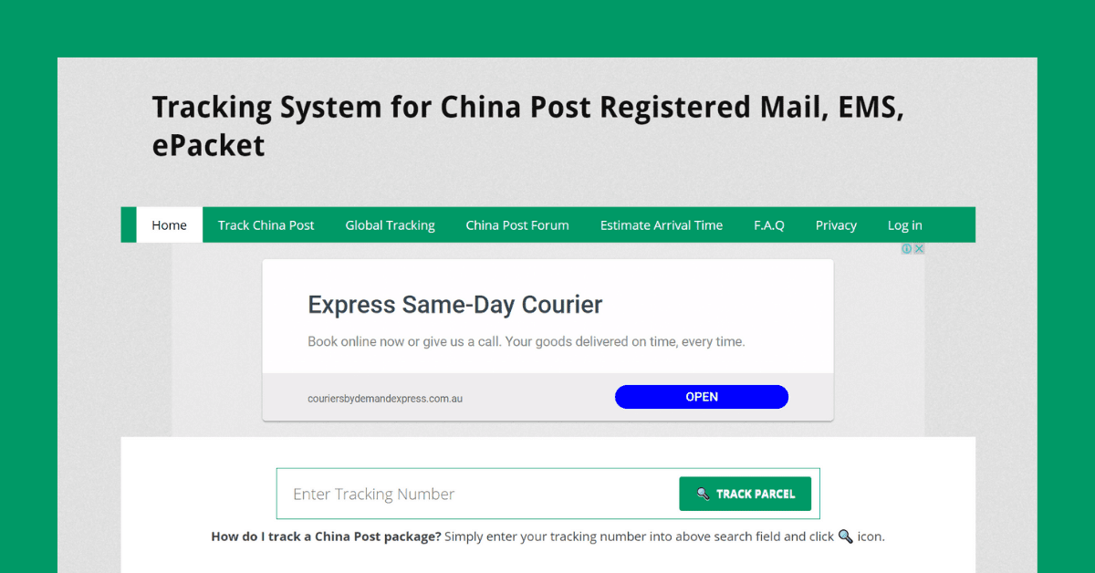 Track China Post website homepage