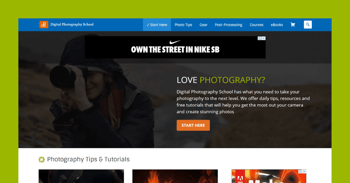 Digital Photograph School website homepage