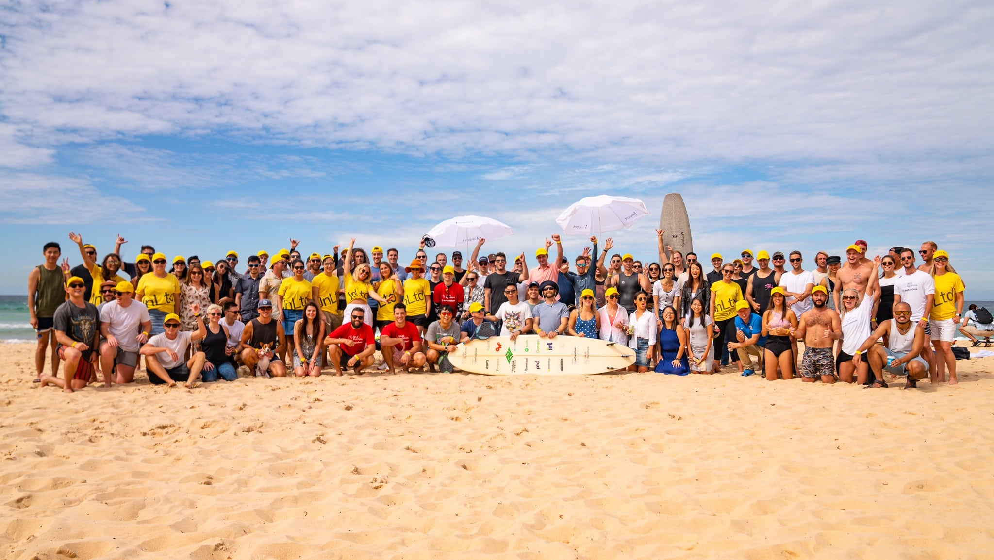 Group photo at The Big Kahuna surf charity event with UnLtd