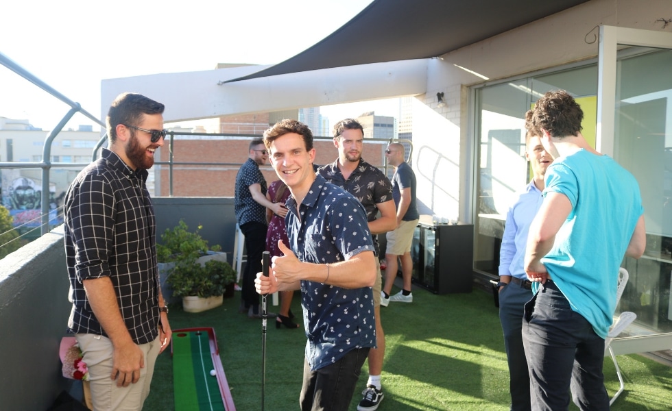 Playing golf at the UnLtd./ Publift charity fundraising event