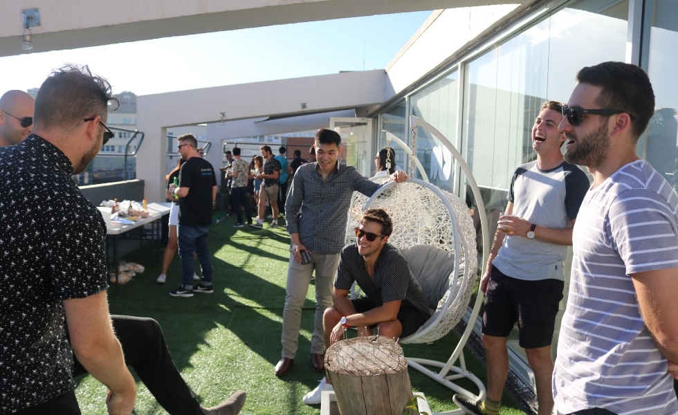 Publifters playing the 'stump game' at the Big Kahuna surf charity event
