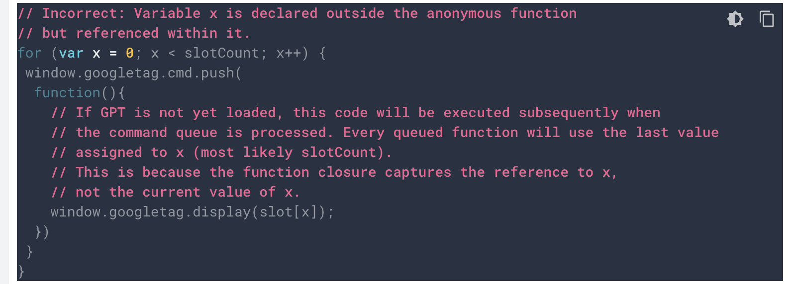 Error Misusing Closures and JavaScript Variable Scoping in GPT