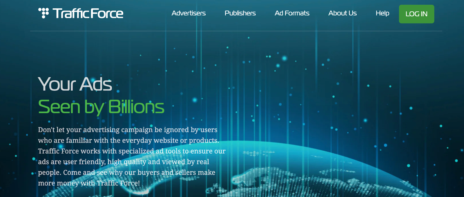Traffic Force Ad Network Homepage