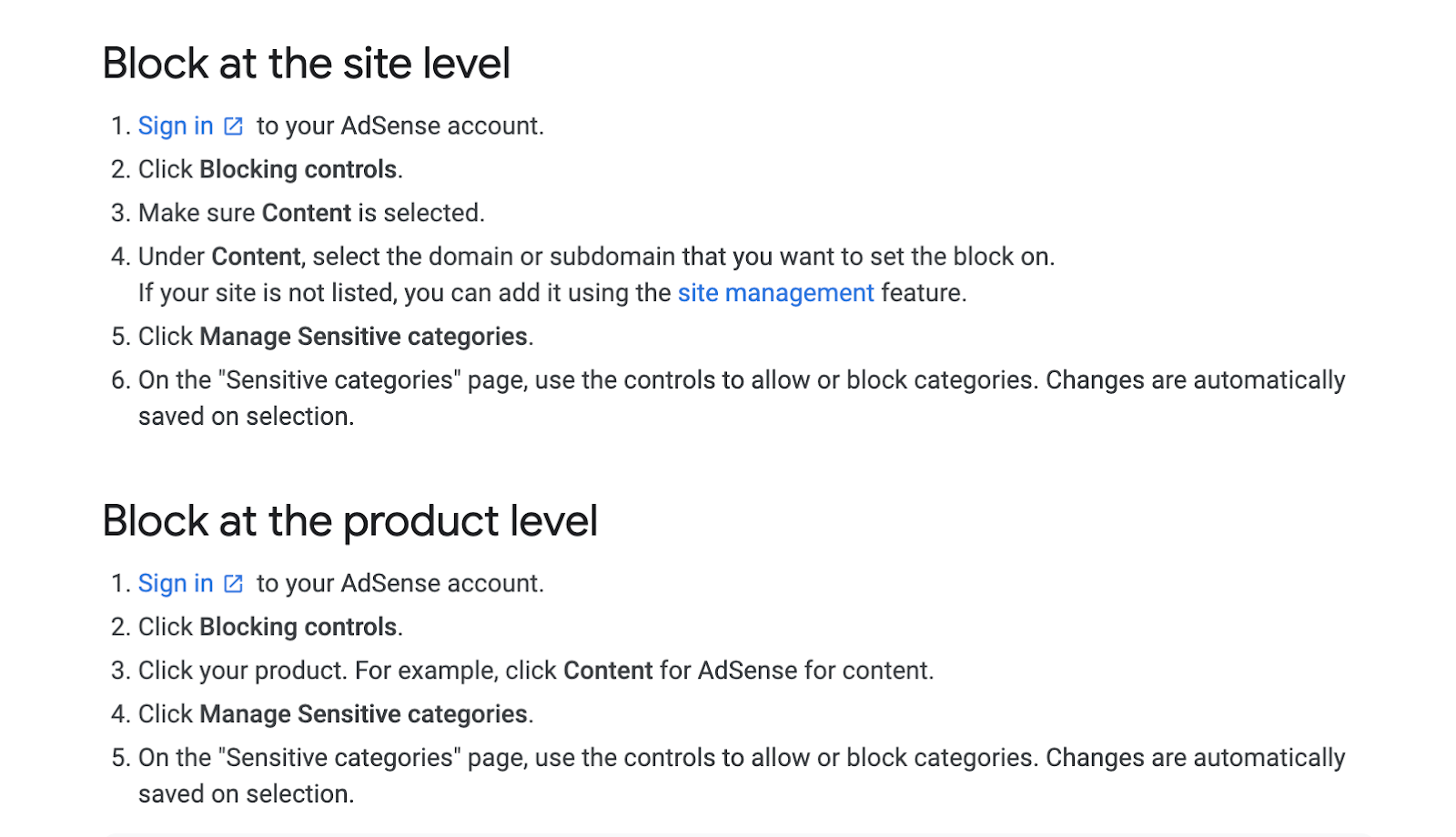 Blocking Ads By Site and Category on Google AdSense