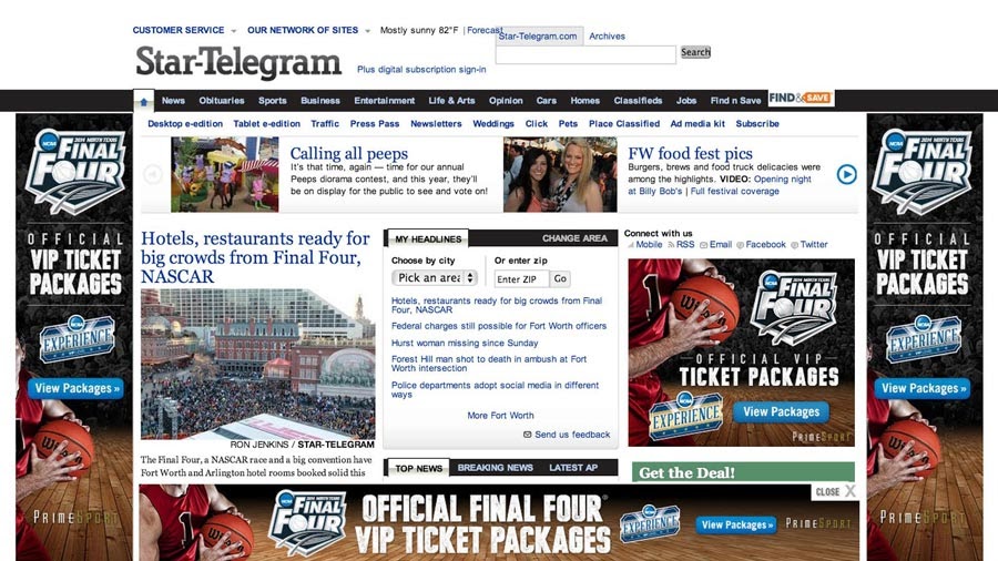 Banner ads clutter example