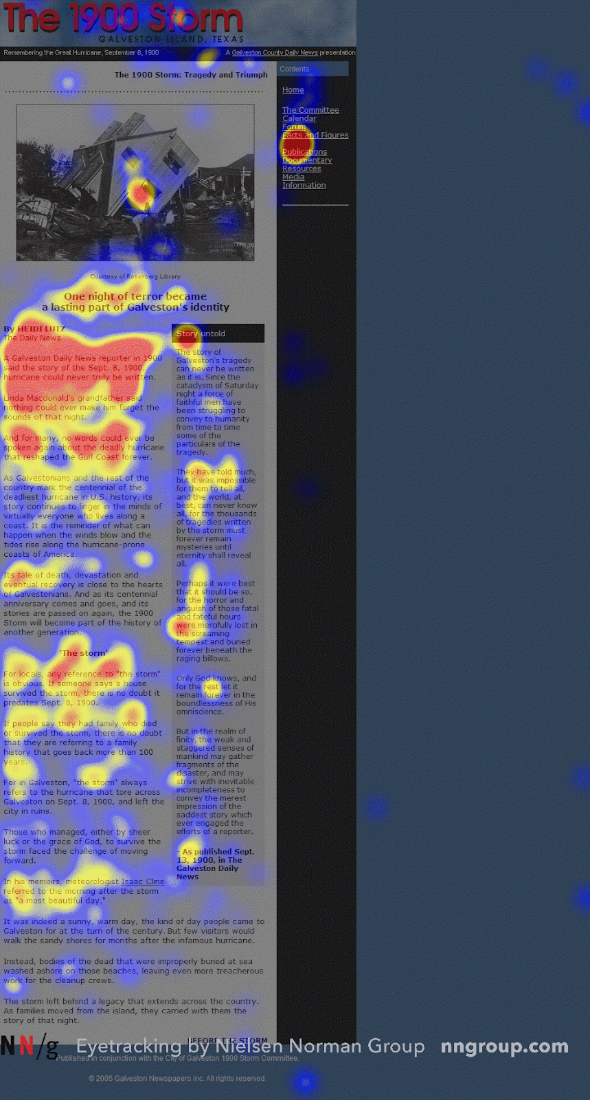 Heatmap showing how desktop users read web pages