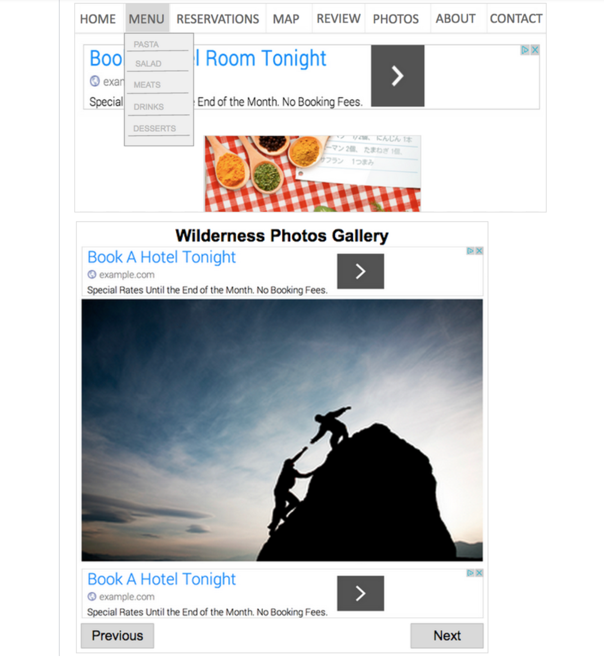 Examples of unacceptable ad implementations