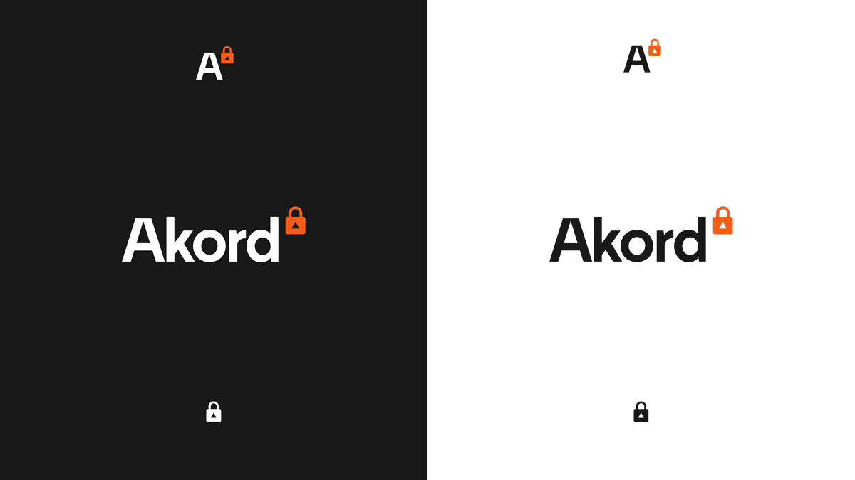 The Akord logo presented on black and white backgrounds.